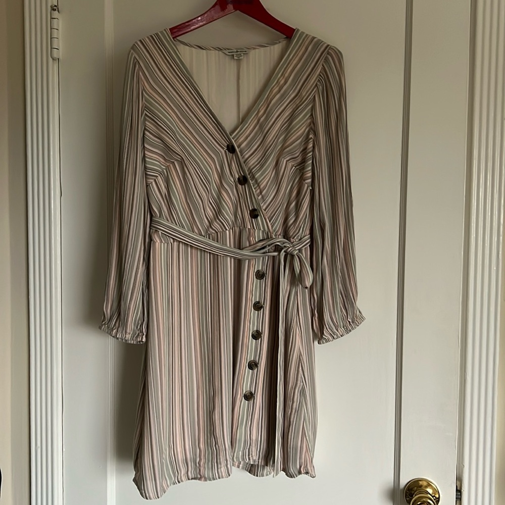 American Eagle striped wrap dress
